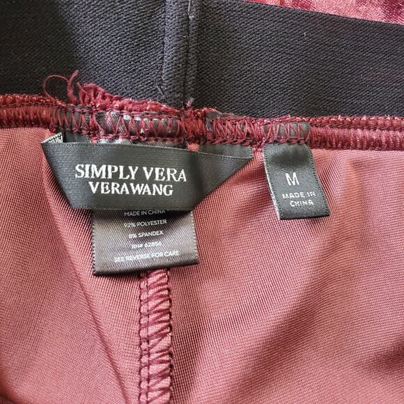 Simply Vera Wang Women's Maroon Velour Pants M - Picture 6 of 8